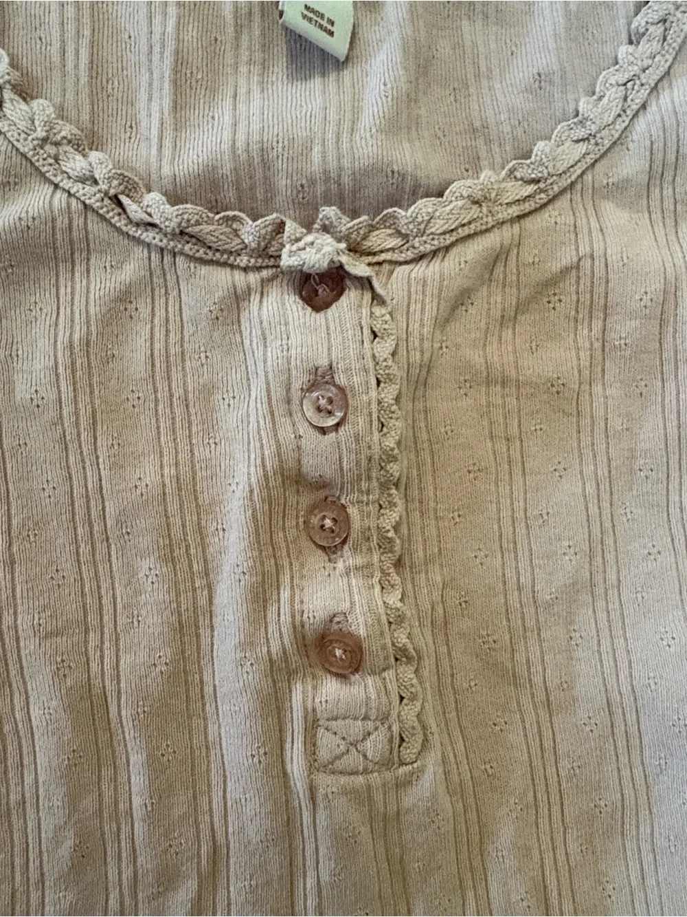 GAP x Doen pointelle Pink Ribbed Button Tank Top 10 L